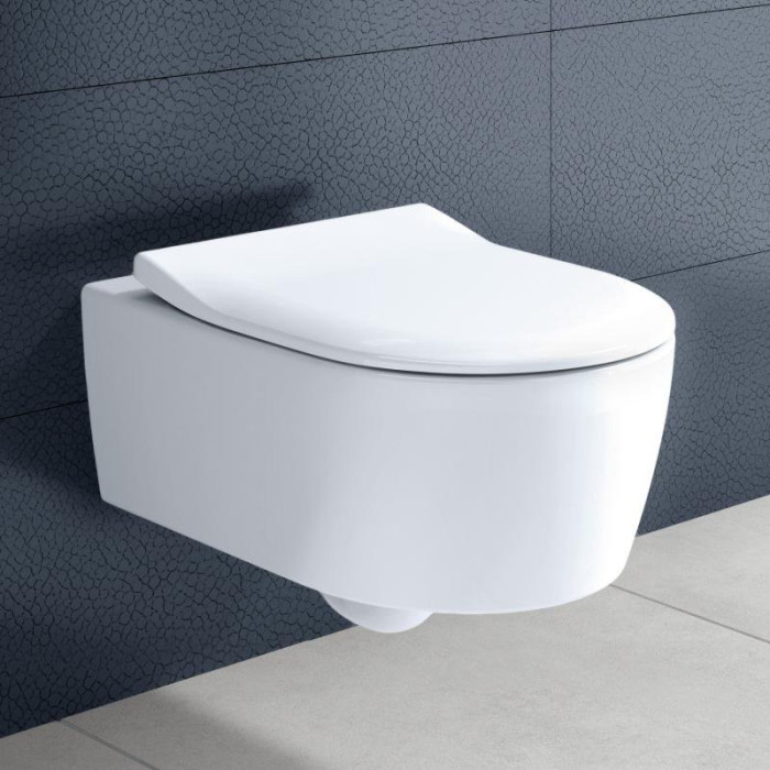 Wall-mounted toilet VILLEROY & BOCH Avento DirectFlush with soft-closing seat Ceramic Plus coating, 5656RSR1