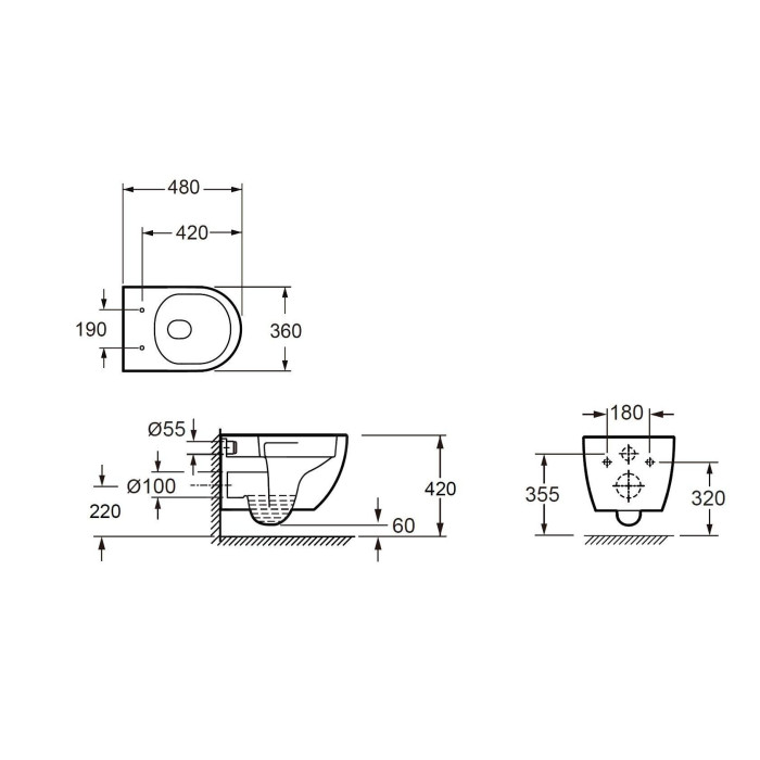 Rippuv WC EU Round W8 Rimless Compact pehmea sulgemise kaanega