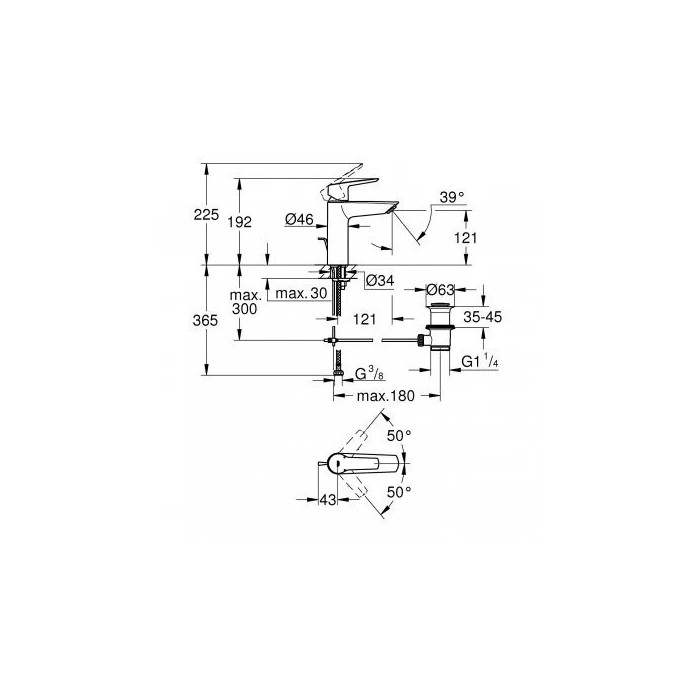 Смеситель для раковины с донным клапаном GROHE QuickFix Start M, 23455002