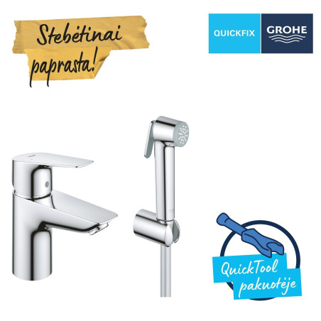 GROHE QuickFix Start Edge basin mixer with bidet shower, 23773001