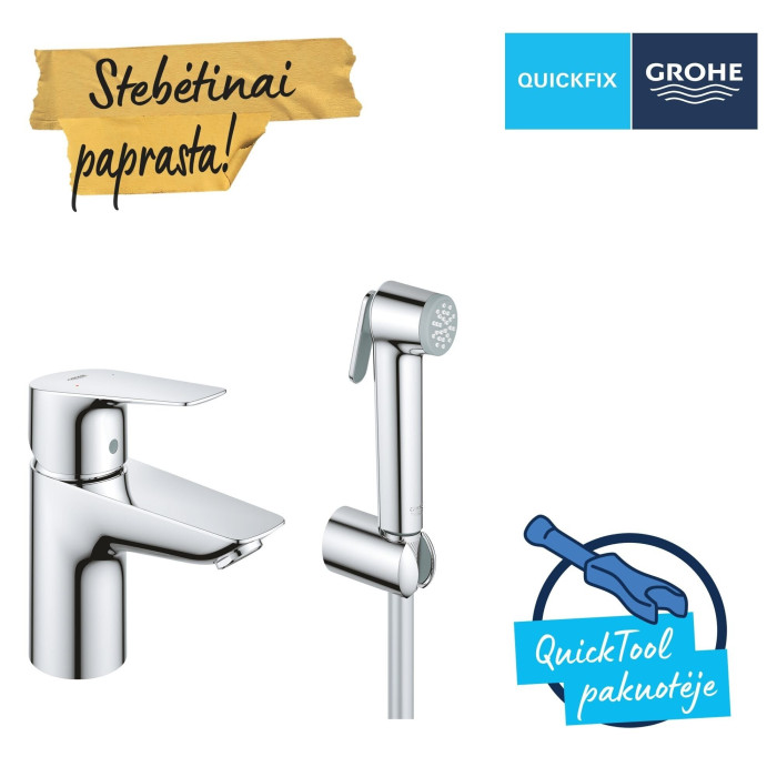 Смеситель для раковины с биде-душем GROHE QuickFix Start Edge, 23773001