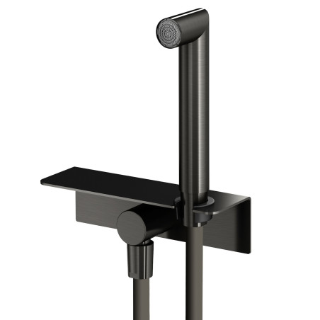 Hand shower set with water outlet and shelf MARINER Gun metal, WLS3002-GM