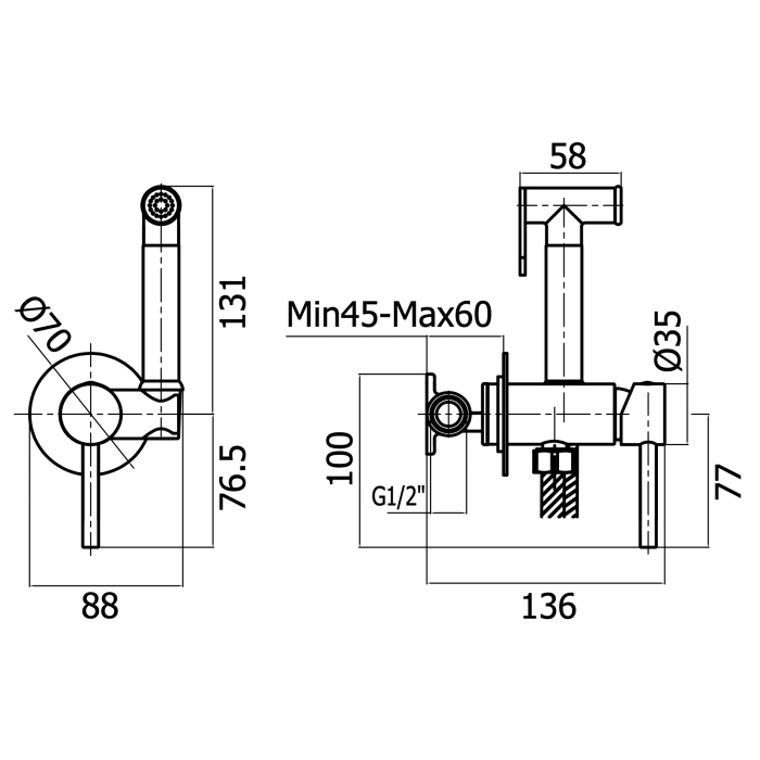 Bidetta dušikomplekt MARINER Logica, LOG2000-OR