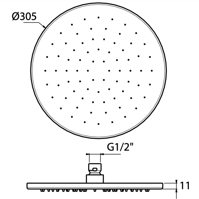 Stationary shower head MARINER 305 mm, WLS3190-GM