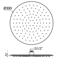 Stationary shower head MARINER 300 mm, WLS3178-GM