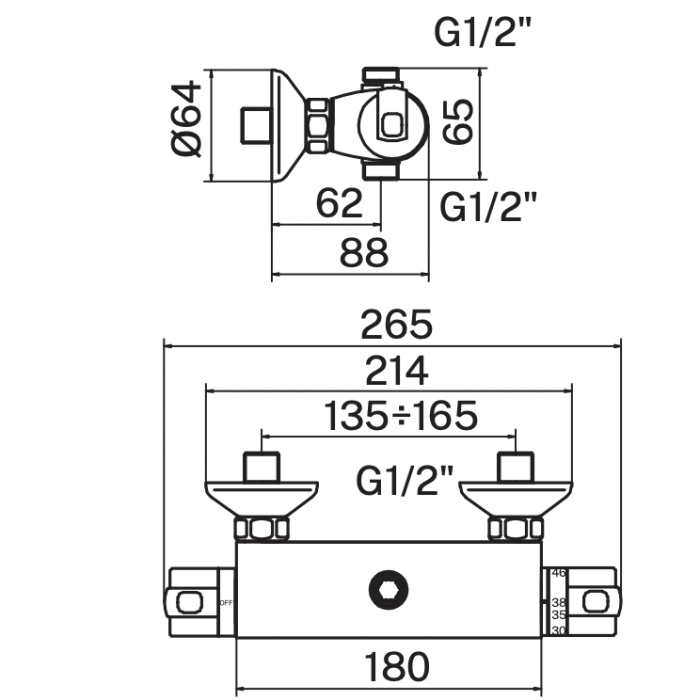 Termostaatiline dušisüsteem käsidušiga MARINER WLS6302, relvemetall