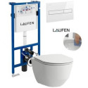 Potinkinis tualetiraami LAUFEN 4 in 1, valge + riputatav tualett LAUFEN Pro Rimless SLIM Slowclose kaanega