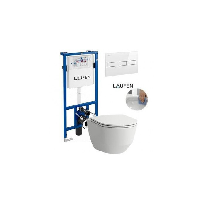 Potinkinis tualetiraami LAUFEN 4 in 1, valge + riputatav tualett LAUFEN Pro Rimless SLIM Slowclose kaanega