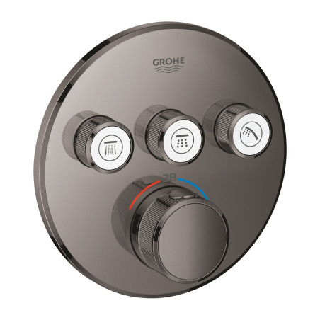 Встраиваемый термостатический душевой смеситель GROHE Grohtherm SmartControl 3 выхода, жесткий графит, 29121A00