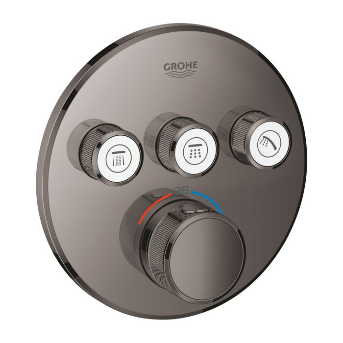 Встраиваемый термостатический душевой смеситель GROHE Grohtherm SmartControl 3 выхода, жесткий графит, 29121A00