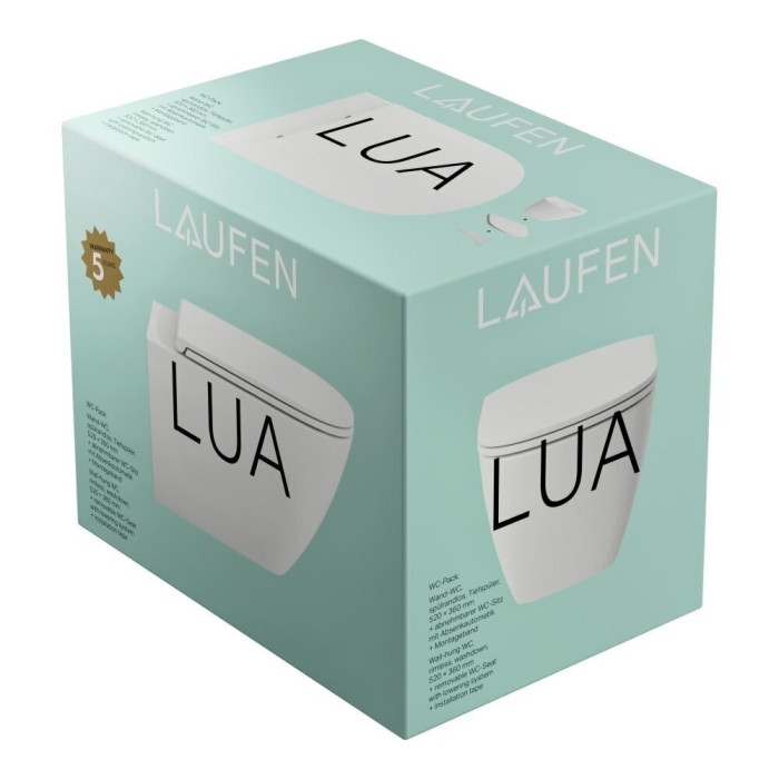 Подвесной унитаз LAUFEN Lua Advanced Rimless с крышкой Slim SoftClose и покрытием LCC