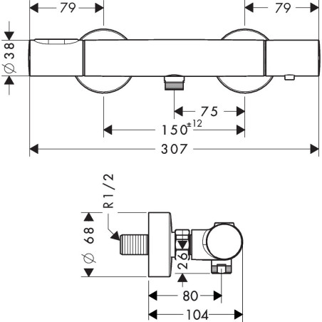 Termostaatiline segisti AXOR Citterio M, 34635000