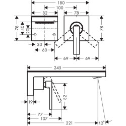 Built-in sink mixer HANSGROHE Axor MyEdition 221 mm, 47060670