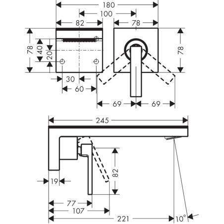 Built-in sink mixer HANSGROHE Axor MyEdition 221 mm, 47060670
