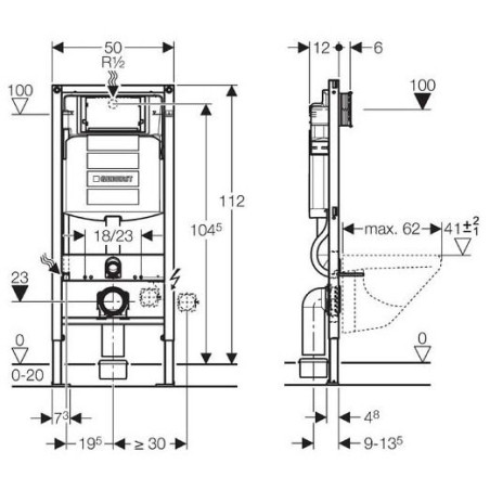 Geberit Duofix Sigma New Sigma UP320 Concealed WC Frame, 111300005