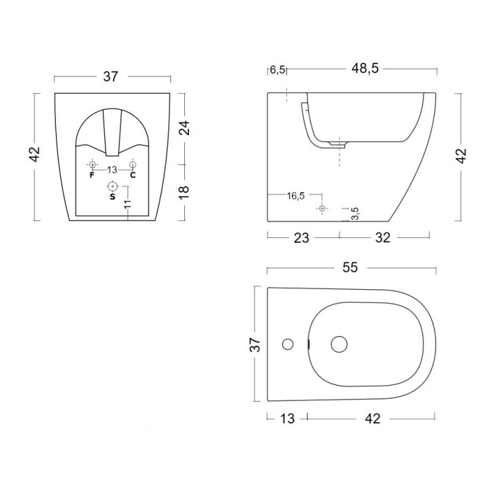 Rippuv bidé NIC Design Pin, 001706
