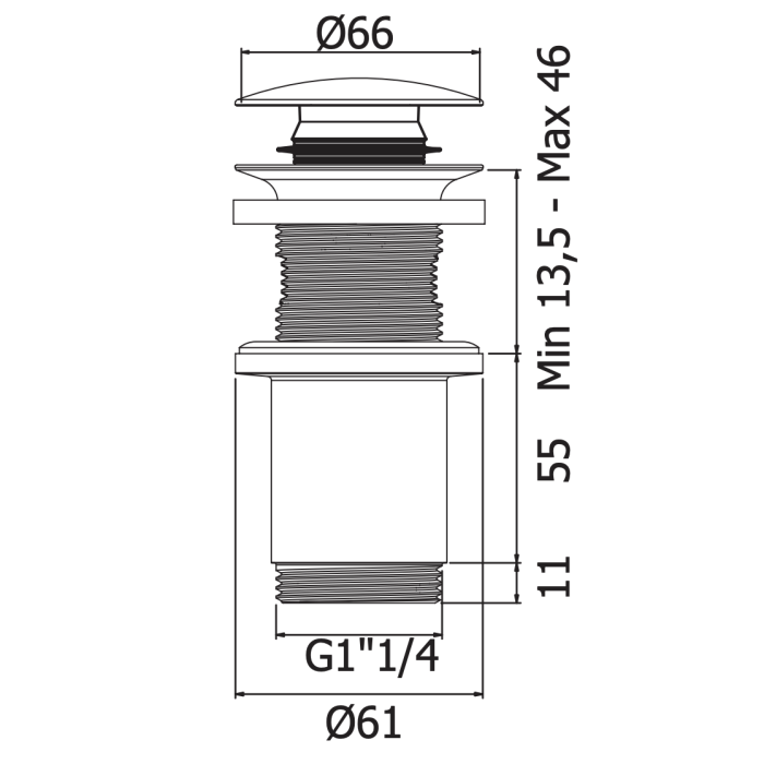 MARINER bottom valve without overflow, WLS4001-GM