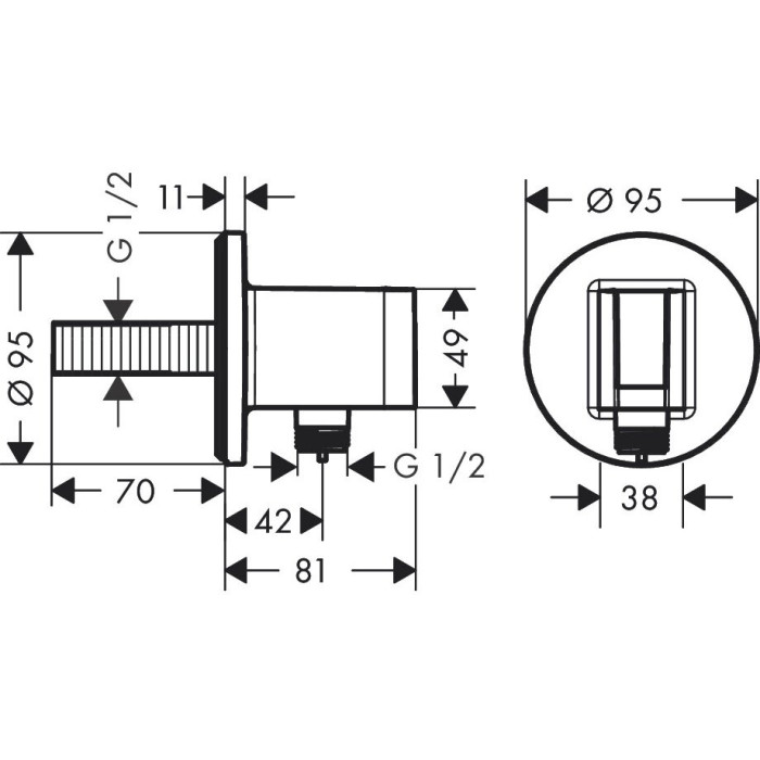 Vanden ischwad potinkiniam dušui HANSGROHE FixFit S Round, 26888700