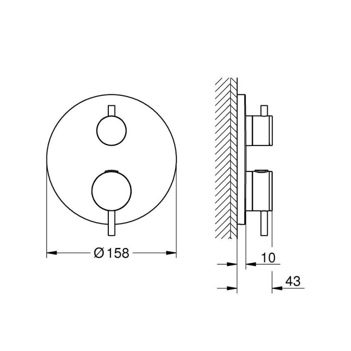 GROHE Atrio concealed thermostatic shower mixer 2 outlets, supersteel, 24358DC0