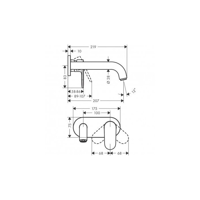 Built-in sink mixer HANSGROHE Vernis Blend, 71576670