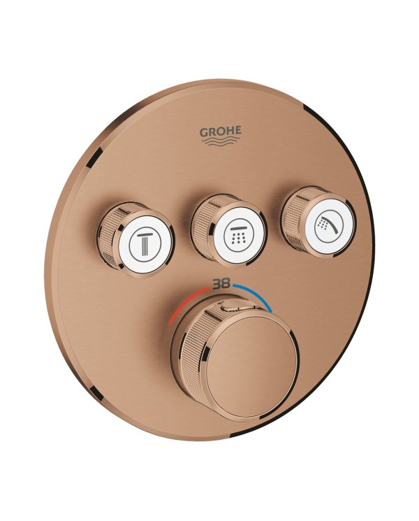 Potinkinis termostaatiline dušisegisti GROHE Grohtherm SmartControl 3 väljundiga, harjatud soe päikeseloojang, 29121DL0