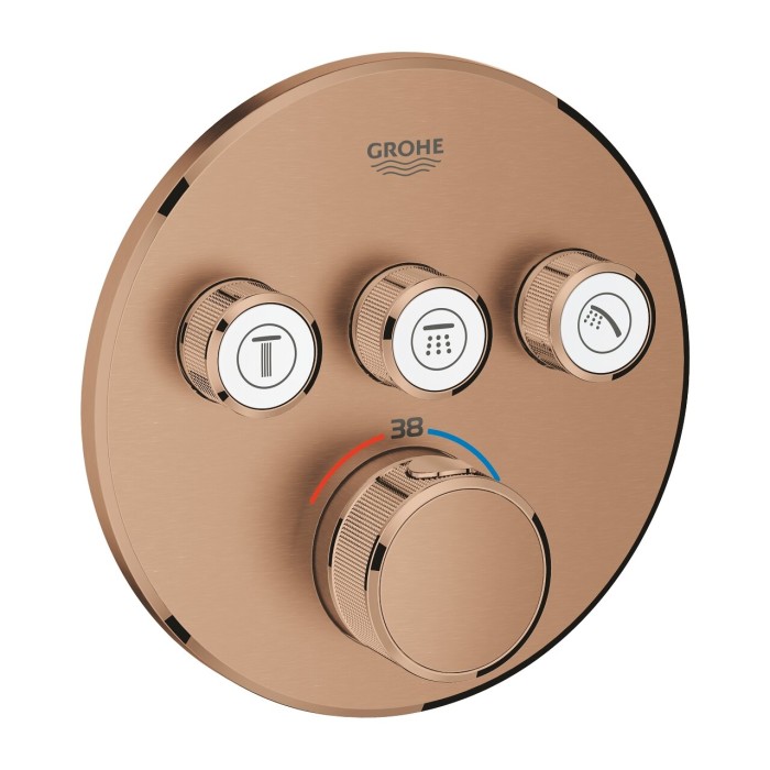 Potinkinis termostaatiline dušisegisti GROHE Grohtherm SmartControl 3 väljundiga, harjatud soe päikeseloojang, 29121DL0