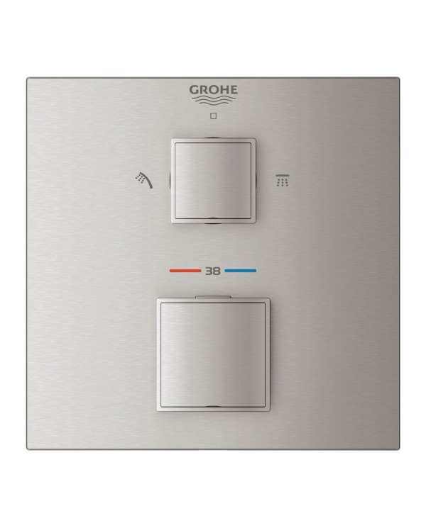 Встраиваемый термостатический смеситель для душа GROHE Grohtherm Cube 2 выхода, суперсталь, 24154DC0