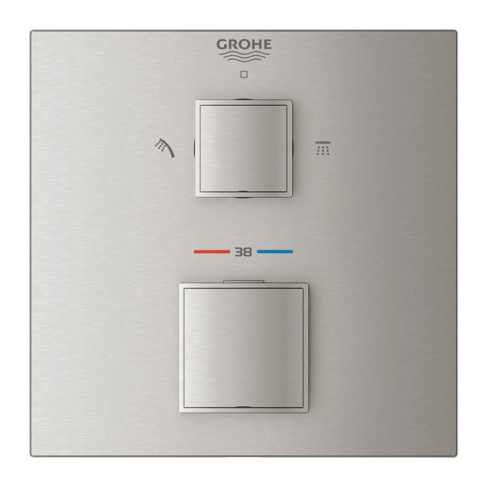 Built-in thermostatic shower mixer GROHE Grohtherm Cube 2 outlets, supersteel, 24154DC0