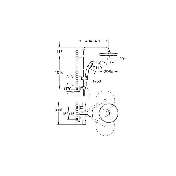 Ülalkorpuse dušikomplektid GROHE Tempesta System 250, 26670001
