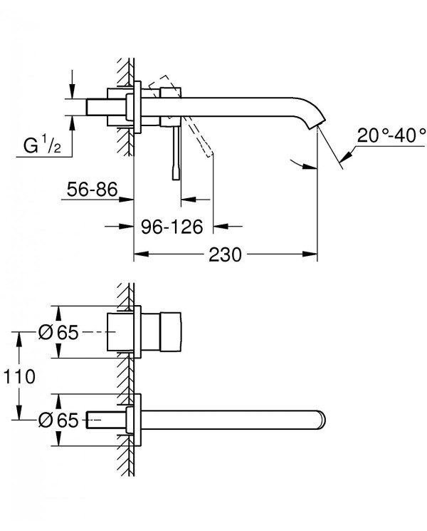 Potinkinis segisti GROHE Essence 230 mm, kõva grafiit, 29193A01