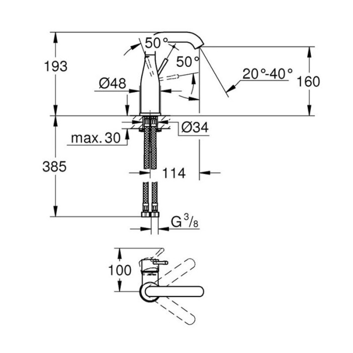 Смеситель для раковины GROHE Essence M, 23463001