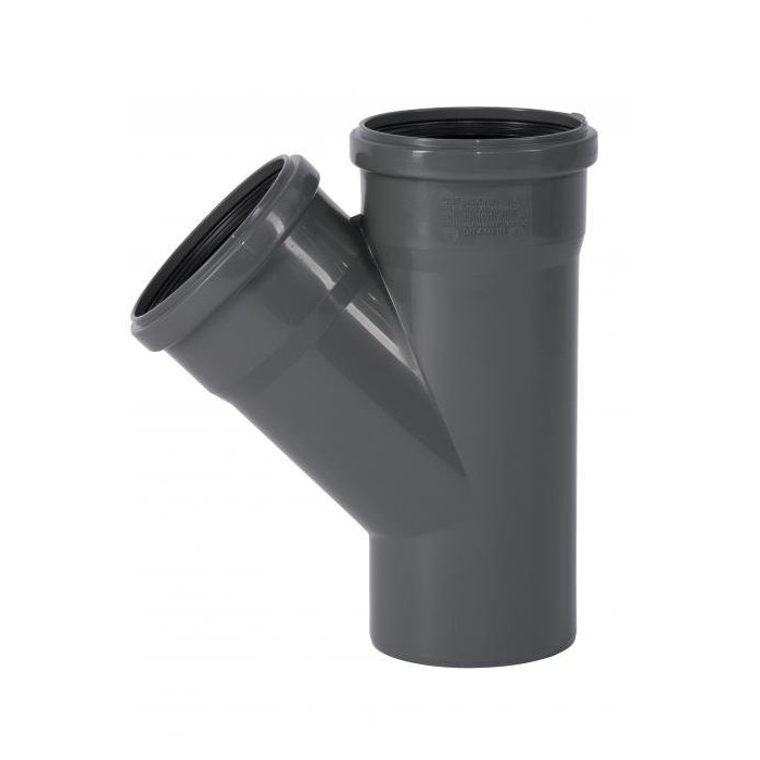 Внутренний канализационный тройник WAVIN Optima 110 x 110/45°, серый