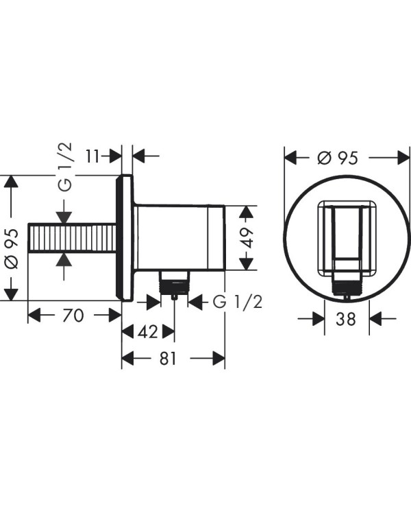 Water outlet for built-in shower HANSGROHE FixFit S Round, 26888340
