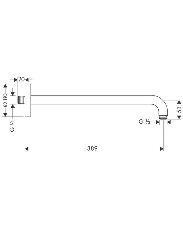 Dušipea hoidja seinast HANSGROHE 38,9 cm, harjatud must kroom, 27413340