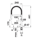 BLANCO Culina-S II Mini kitchen (sink) faucet with pull-out spray, stainless steel finish, 527467