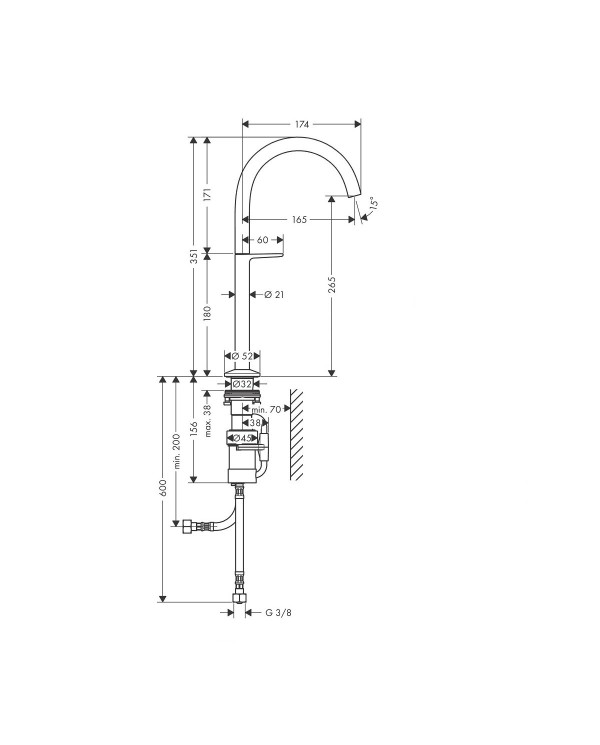 Kätevannasegisti HANSGROHE Axor One 260, 48030340