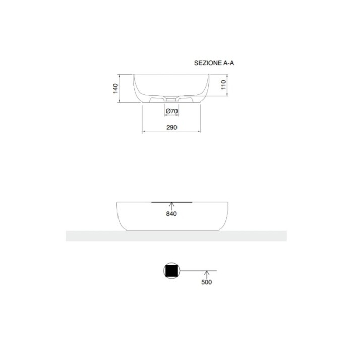 SCARABEO Glam sink-bowl 560 x 390 mm, white