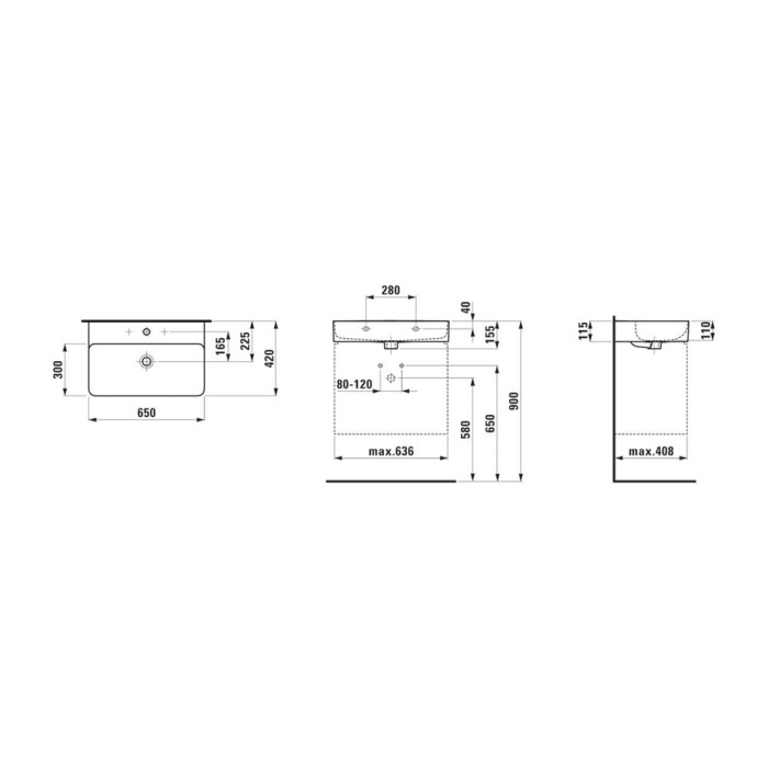 Laufen Sink Val 650 x 420 mm, H8102840001041