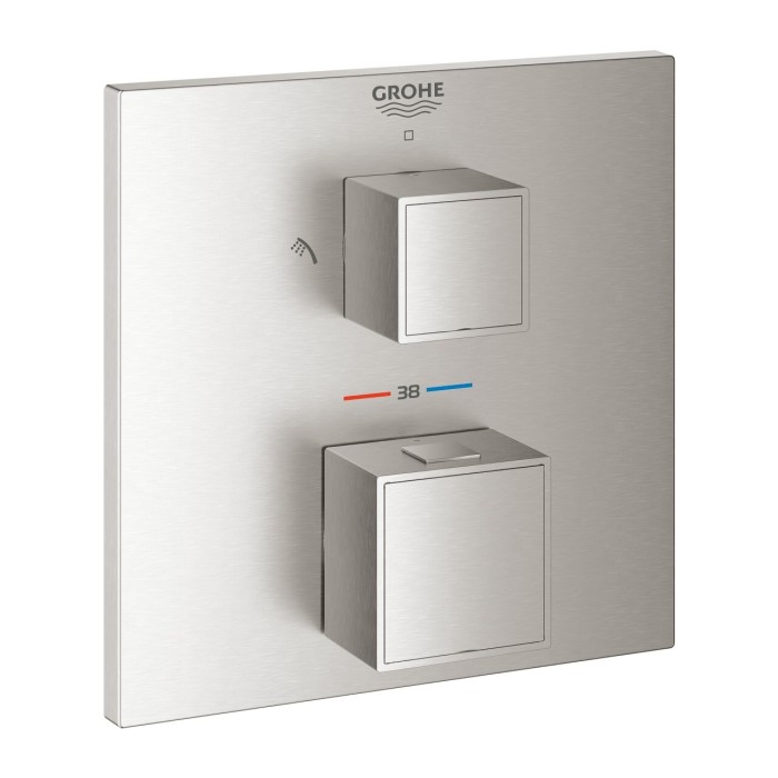 Встраиваемый термостатический смеситель для душа GROHE Grohtherm Cube 2 выхода, суперсталь, 24154DC0