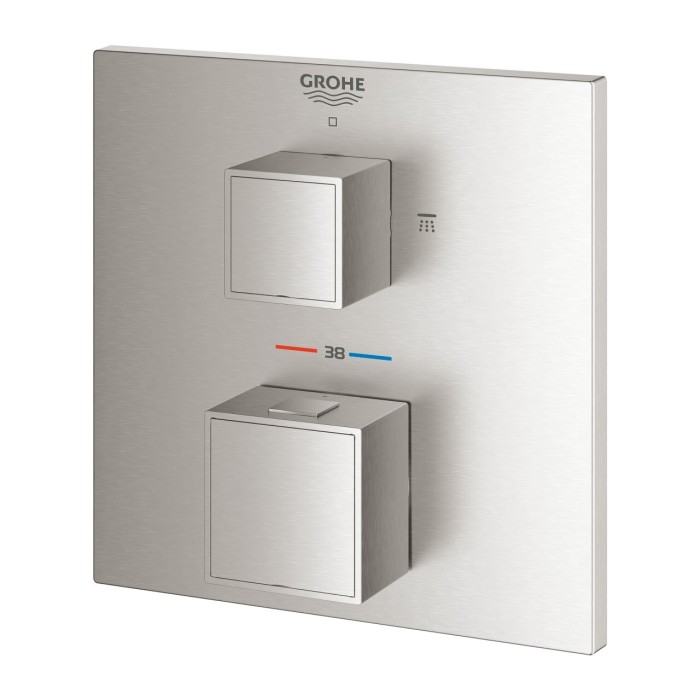 Built-in thermostatic shower mixer GROHE Grohtherm Cube 2 outlets, supersteel, 24154DC0