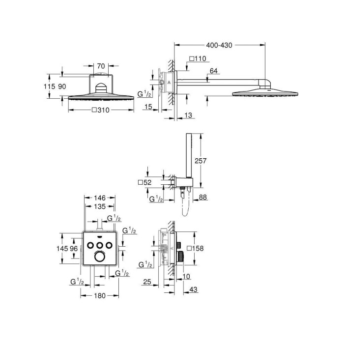 Potise termostaadi dušikomplektid GROHE Grohtherm SmartControl, 34864DC0