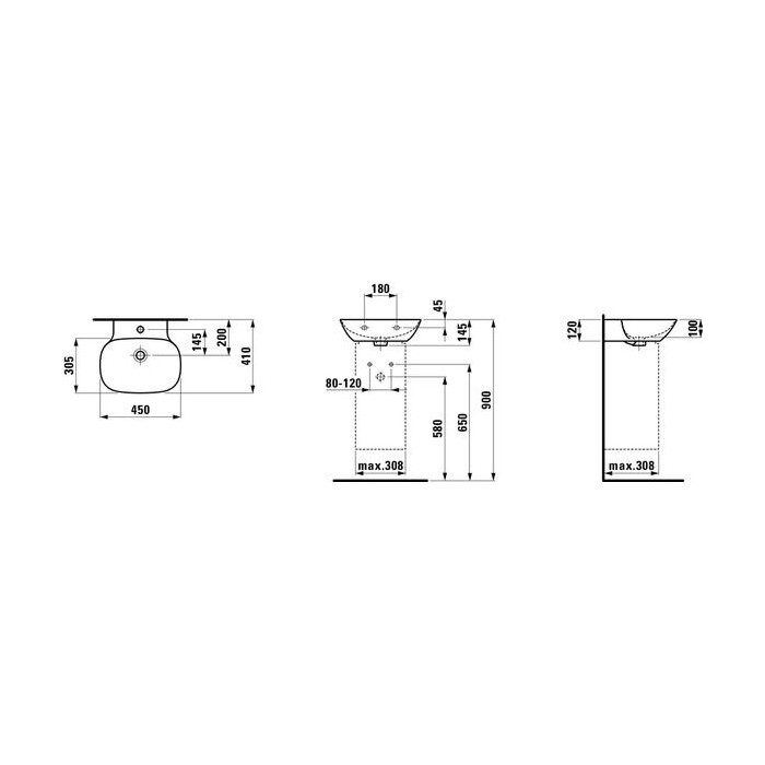 Pesuaar-kus LAUFEN Ino, 450x 305 mm, H8103027571041