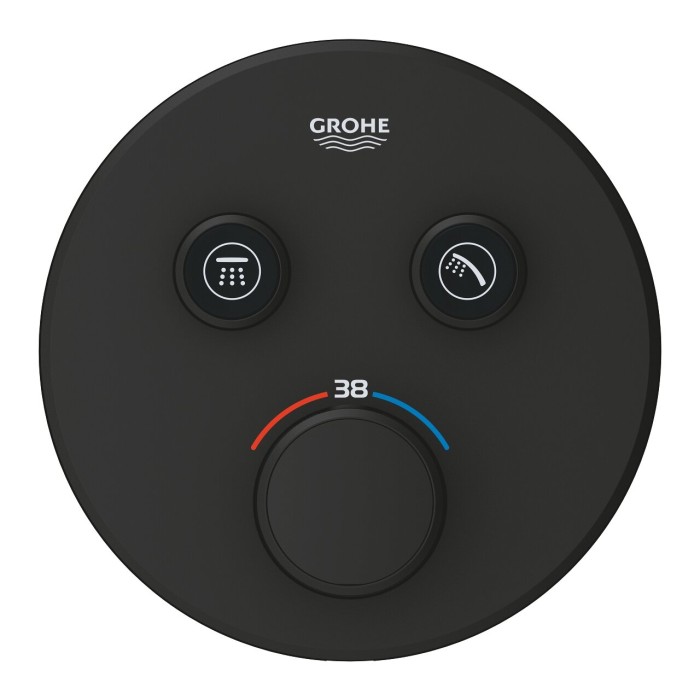 Potinkinis termostaatiline dušisegisti GROHE Grohtherm SmartControl 2 väljundiga, phantom black, 29507KF0