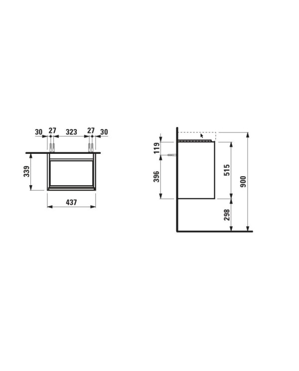 Подвесная тумбочка LAUFEN Meda 435x340x515 мм, H4215410112601