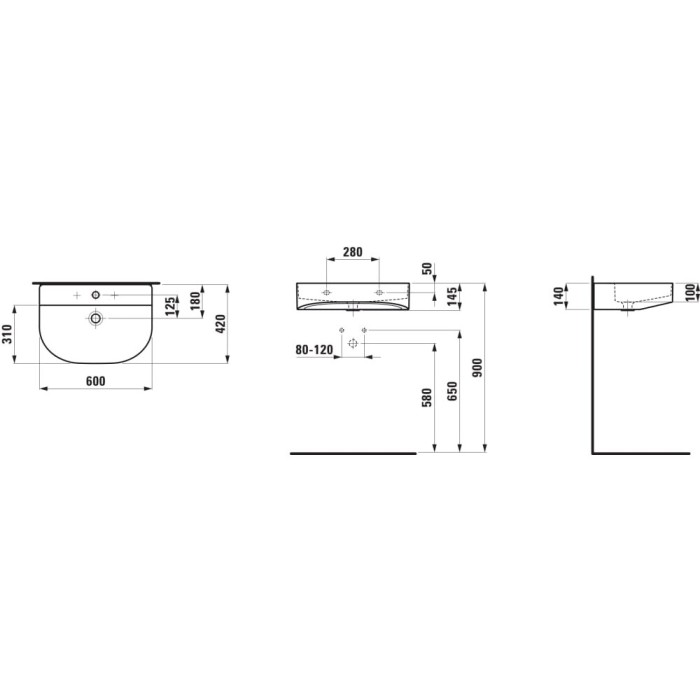 Laufen Sonaras sink-bowl 600x420 mm, H8103427571041