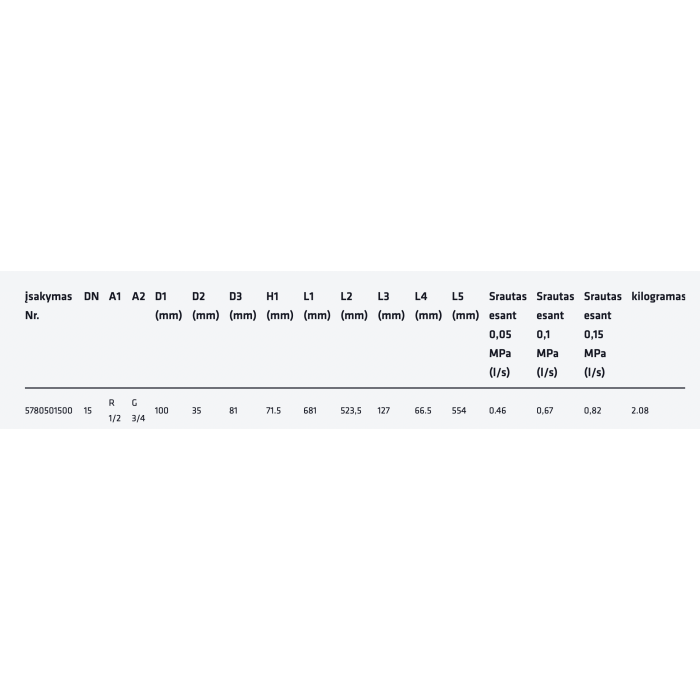 Külmakindel välistoru KEMPER Frosti XL 150 / 530 mm paksustele seintele, 5780501500