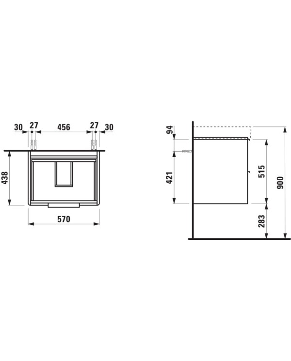 Подвесная тумба с раковиной kits LAUFEN Pro S и Base