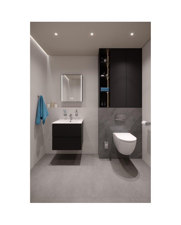Hanging cabinet with sink EU 600 x 460 fingerprint protection, black-matt
