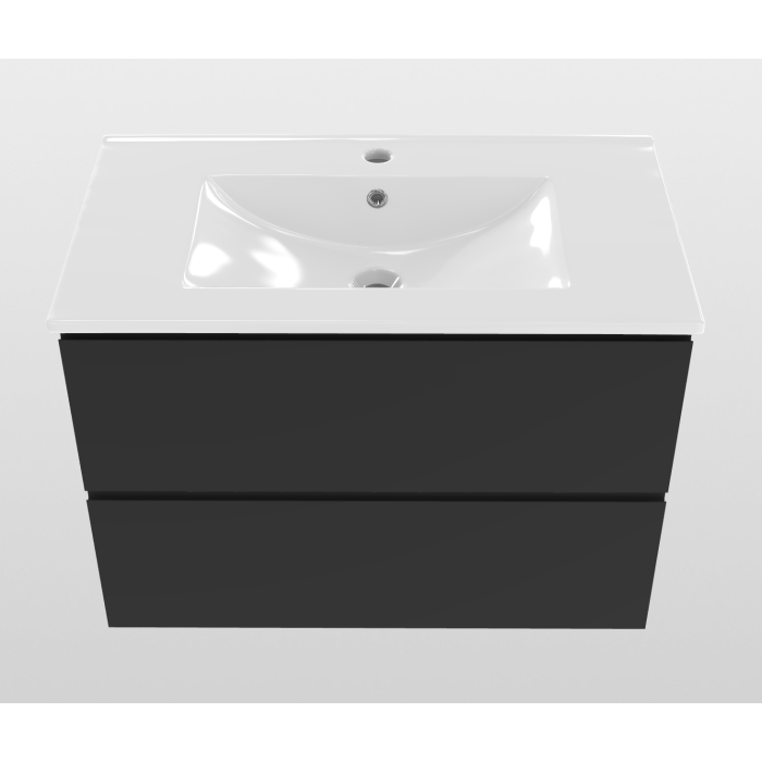 Hanging cabinet with sink EU 800 x 460 fingerprint protection, black-matt
