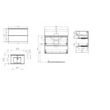 Hanging cabinet with sink EU 800 x 460 fingerprint protection, black-matt